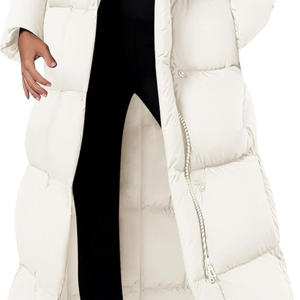 Women's Winter Long Puffer Coats Hooded Zip Up Casual Thickened Down Jackets Tre